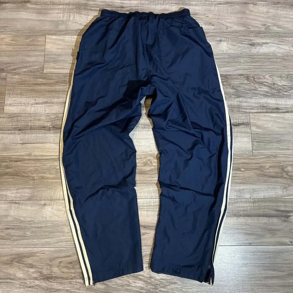 Vintage Adidas ClimaProof Navy Blue Windbreaker Track Pants with Side Zippers